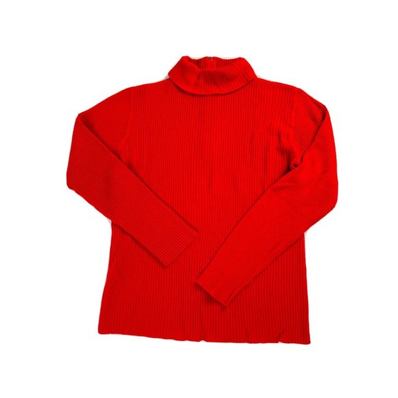 Vintage Ribbed Knit Lightweight Turtleneck Sweater Red - Picture 1 of 5